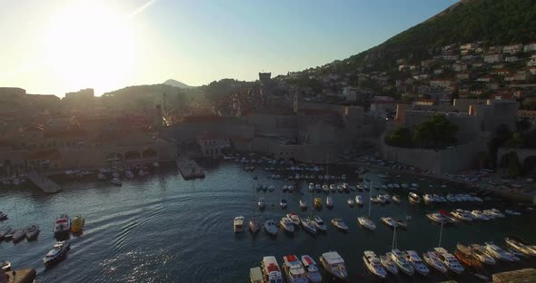 Aerial View Of Old City Of Dubrovnik At Sunset 1