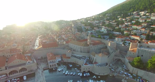 Aerial View Of Old City Of Dubrovnik At Sunset 2