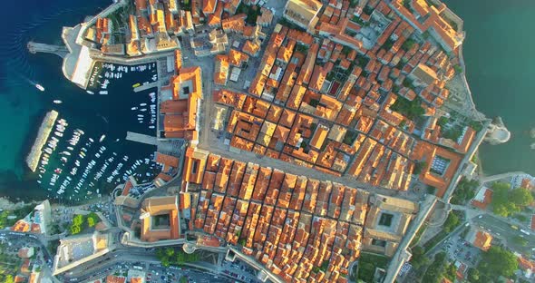 Aerial View Of Old City Of Dubrovnik At Sunset 7
