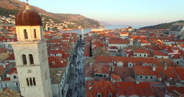 Aerial View Of Tourists Walking On Stradun At Sunset 9