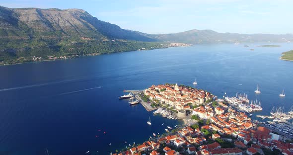 Aerial View Of City Of Korcula, Croatia 4