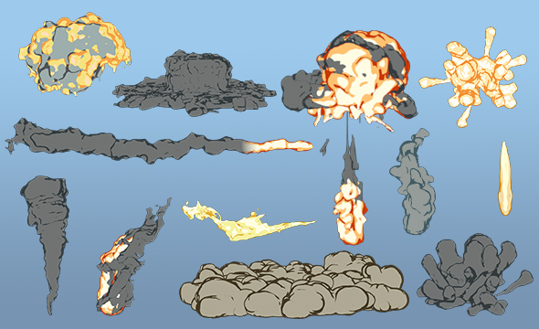 Cartoon Explosions, Fire And Smoke Effects