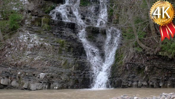 Fresh Water Stream With Waterfall in Mountain