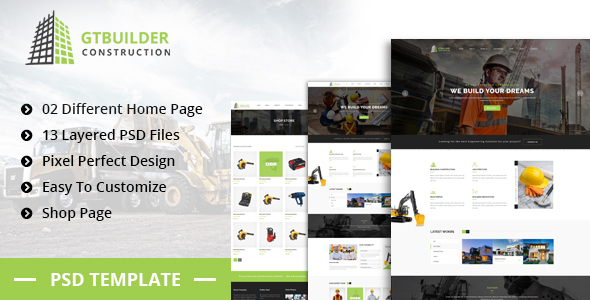 GTBUILDER | Building & Construction PSD Template