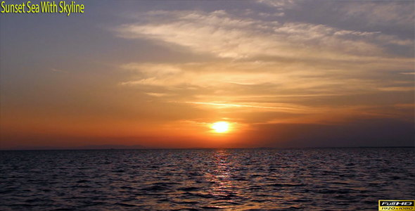 Sunset Sea With Skyline