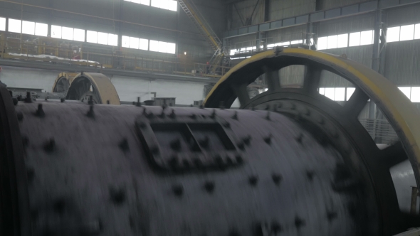 A Ball Mill Inside Of a Copper Processing Industry.