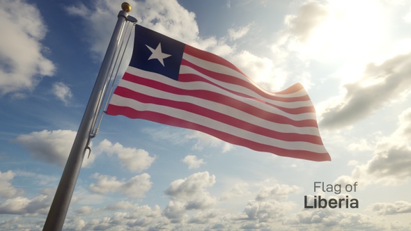 Liberia Flag on a Flagpole