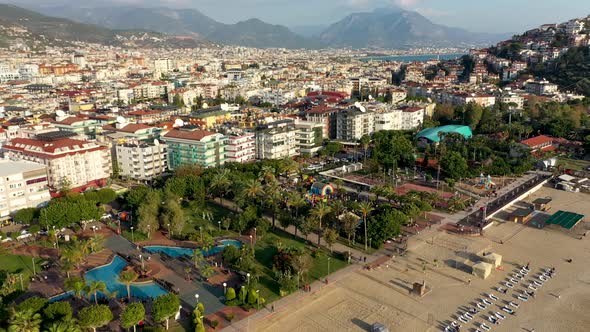 Large Park By the Sea Aerial View Alanya