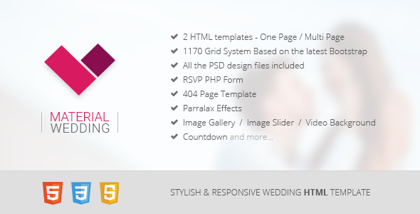 Material Wedding - Clean and Beautiful HTML Template