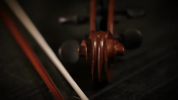 Part of Aged Violin On Black Background