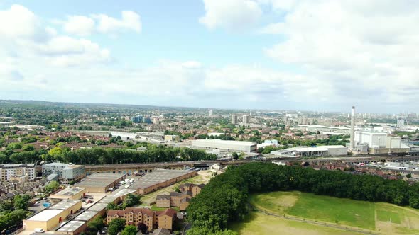 Aerial shot of buildings in London