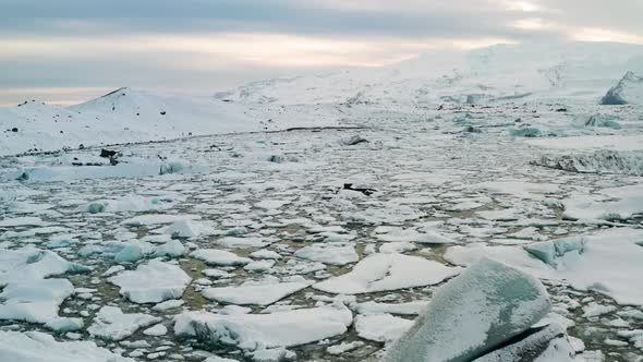 Icebergs in Jokulsarlon Glacial Lagoon. Vatnajokull National Park, Iceland