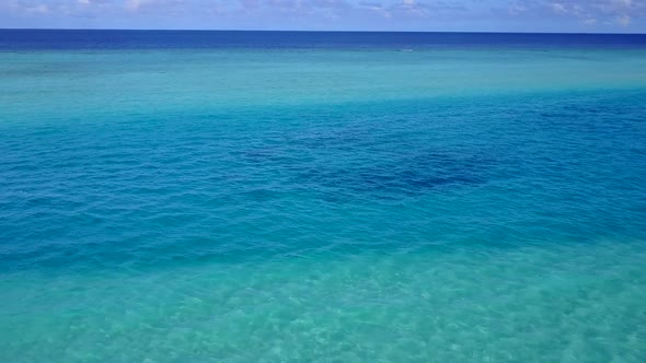 Aerial seascape of bay beach journey by lagoon and sand background