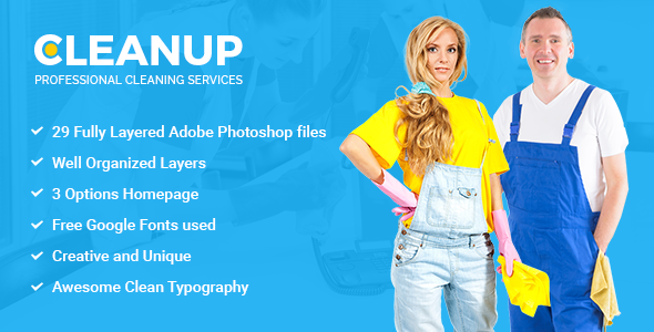 CleanUp - Professional Cleaning Services PSD Template