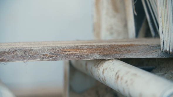 Wood Cutting Machine Board Log In a Sawmill