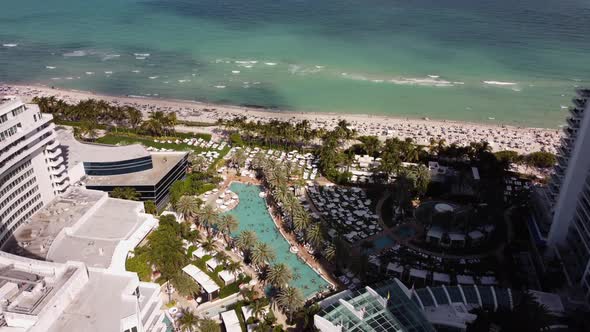 Aerial Pull Out Reveal Miami Beach Fontainebleau Hotel