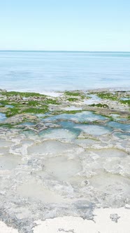 Tanzania  Vertical Video of Low Tide in the Ocean Near the Coast of Zanzibar Slow Motion