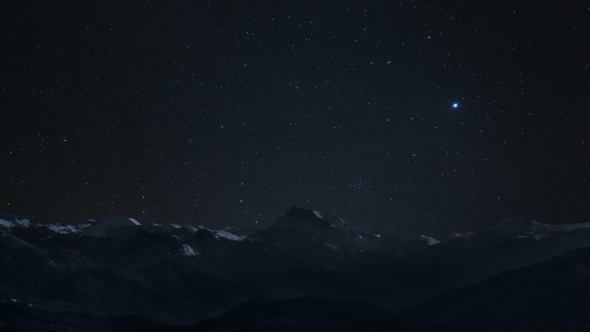 Starry Sky At Mountain With A Polar Star And Constellation The Big Dipper