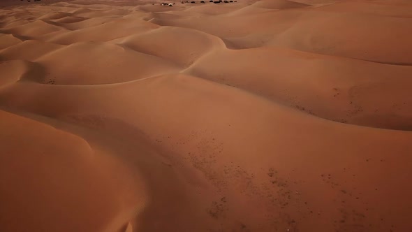 Flying Over Camping Site in Sahara Desert, Africa