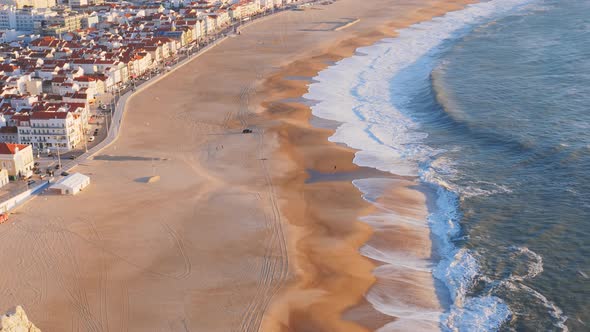 Nazare Seaside Top View of Town Beautiful Portuguese Coast