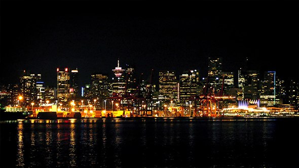 City Waterfront At Night