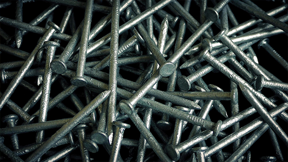 Pile Of Large Nails Rotating
