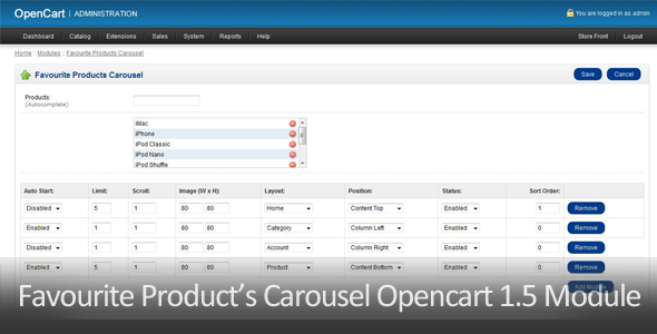 Favourite Products Carousel Opencart Module