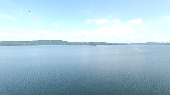 Eagle Circling a Resevoir