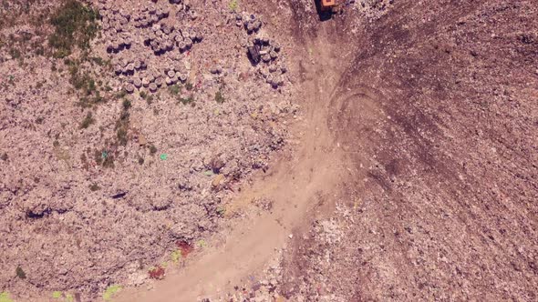 Technician Flying Over Landfill Equals Mountains of Household Waste, Ukraine. Environmental Problem
