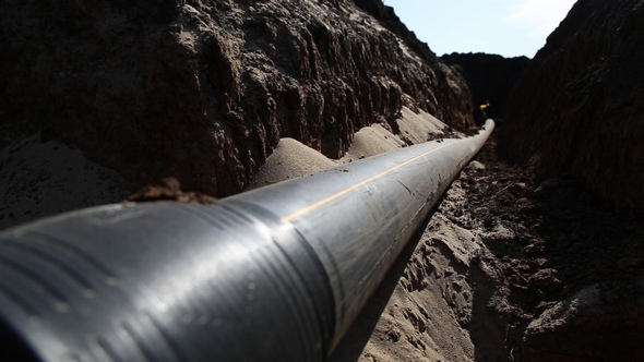 A Trench with a Gas Pipeline