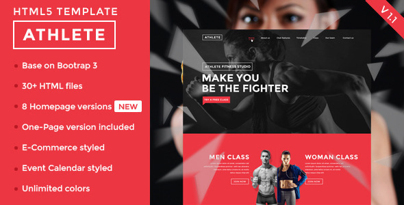 Athlete - Fitness, Gym and Sport HTML template