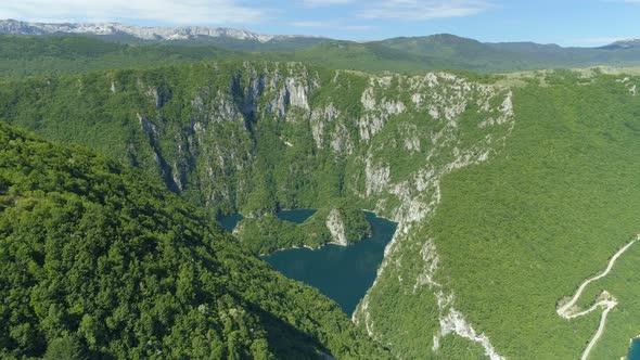 Aerial View Piva Lake in Montenegro