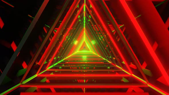 4K Triangular Tunnel With Neon Lights