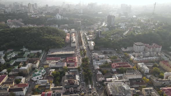 Cityscape of Kyiv, Ukraine. Aerial View, Slow Motion