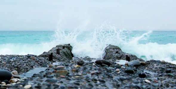 Sea Waves on Pier