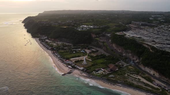 4K Bali Golden Sunset on Pandawa Beach Aerial Footage