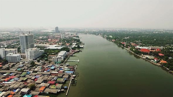 Aerial View Above Chao Phraya River 05