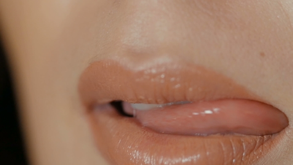 Fragment Of Female Face, Lips 