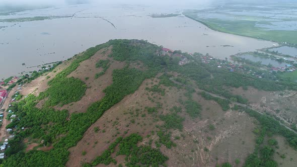 Farming and fishing village near Siem Reap in Cambodia seen from the sky