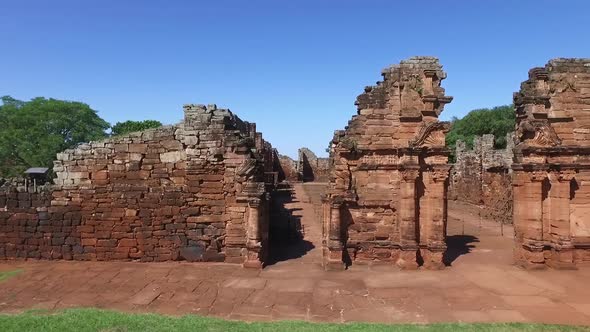 Aerial view Ruins of Jesuit Building, San Ignacio in Misiones (Argentina).