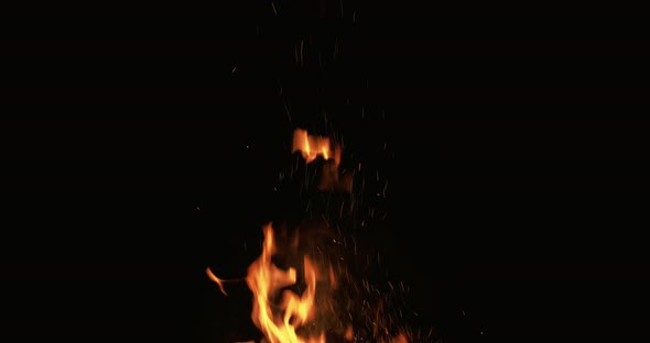 Flame on Black Fire Sparks Motion Hot Blaze Orange