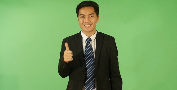 Asian Businessman Showing Thumb Up