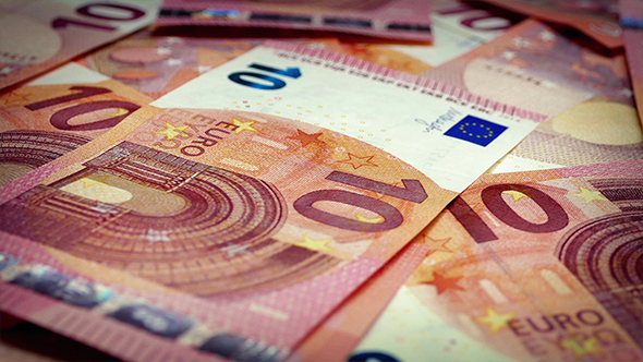 Ten Euro Banknotes Rotating