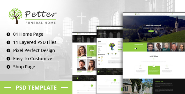 Petter - Funeral Service PSD Template