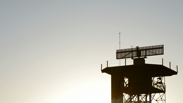 Radar in Tower Gyrating at Sunset