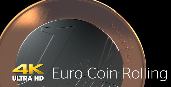 Euro Coin Rolling Macro 4K