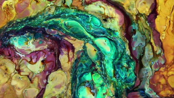 Liquid Colorful Paint Pattens Mix In Slow Motion