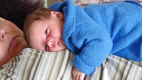 Baby Sleeping on the Mother Chest alt