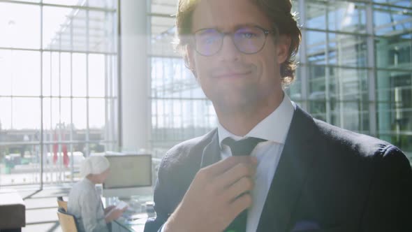 Portrait of businessman in a modern office building