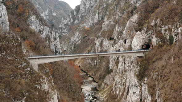 Bridge in a Mountain Gorge Copter Shooting